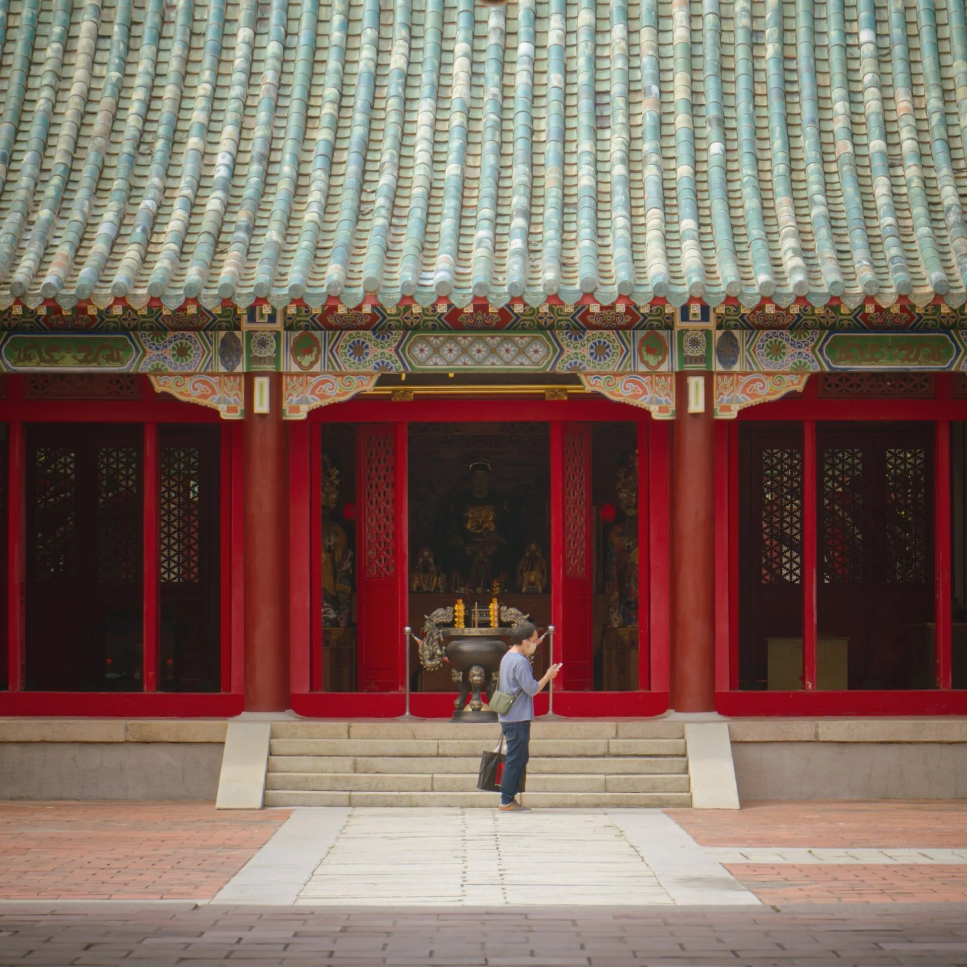 Man in front of the shrine